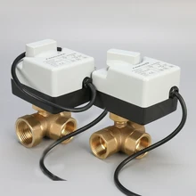 AC220V DN15(G1/"), чтобы DN25(G1") 3 way 3 провода латунь моторизованный шаровой клапан/Электрический привод с ручной переключатель функция