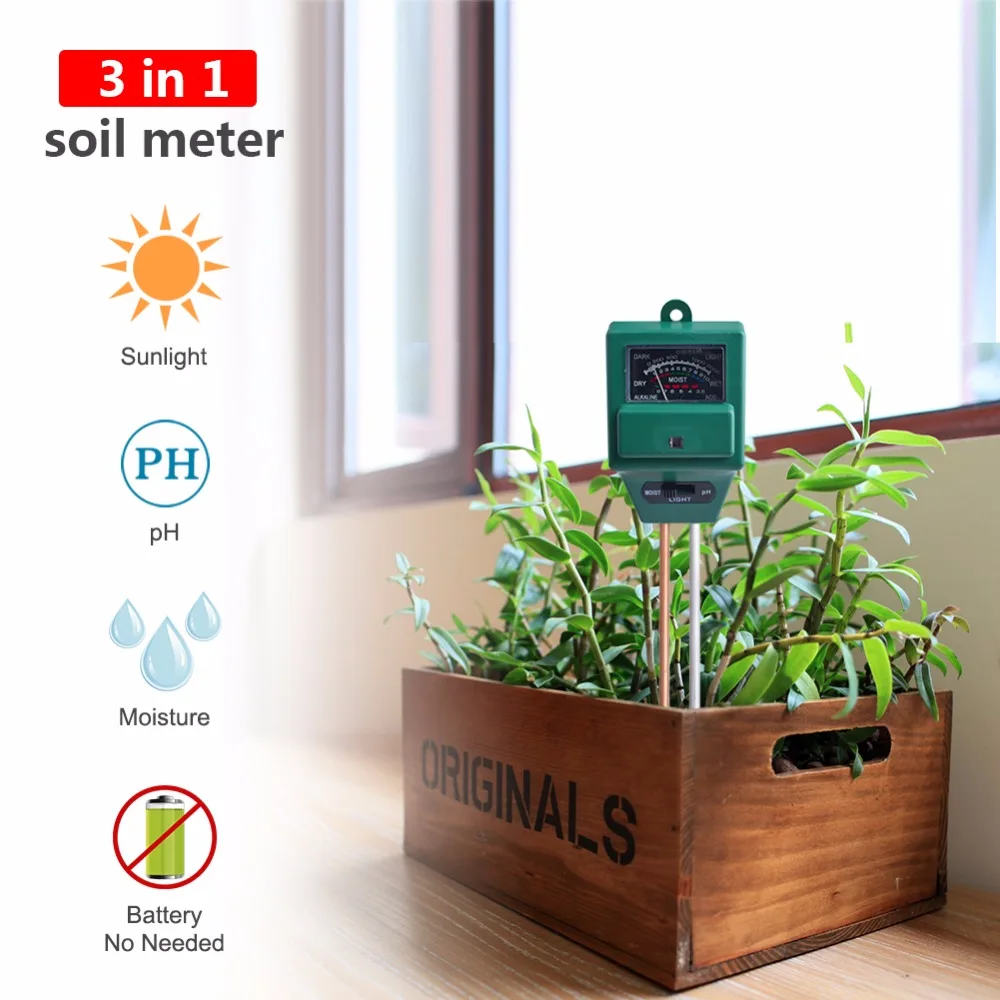 

10 Plant Flowers Soil PH Tester Moisture Measuring humidity Light Meter Hydroponics Analyzer Gardening Detector Hygrometer