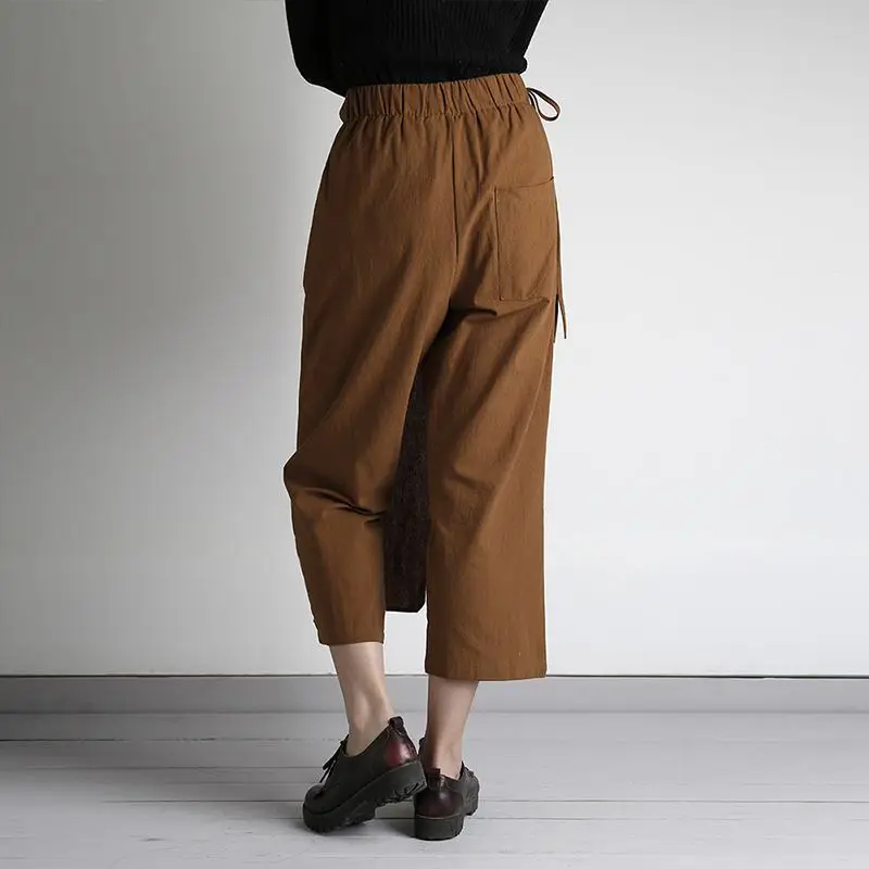 Юбки размера плюс, брюки для женщин, японский стиль, высокие брюки с эластичным поясом, Женские Широкие штаны Harajuku Pantalon Femme