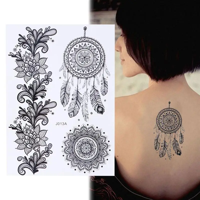 6pcs Temporary Tattoo Disposable Elephants Wind Chimes Dandelion Body