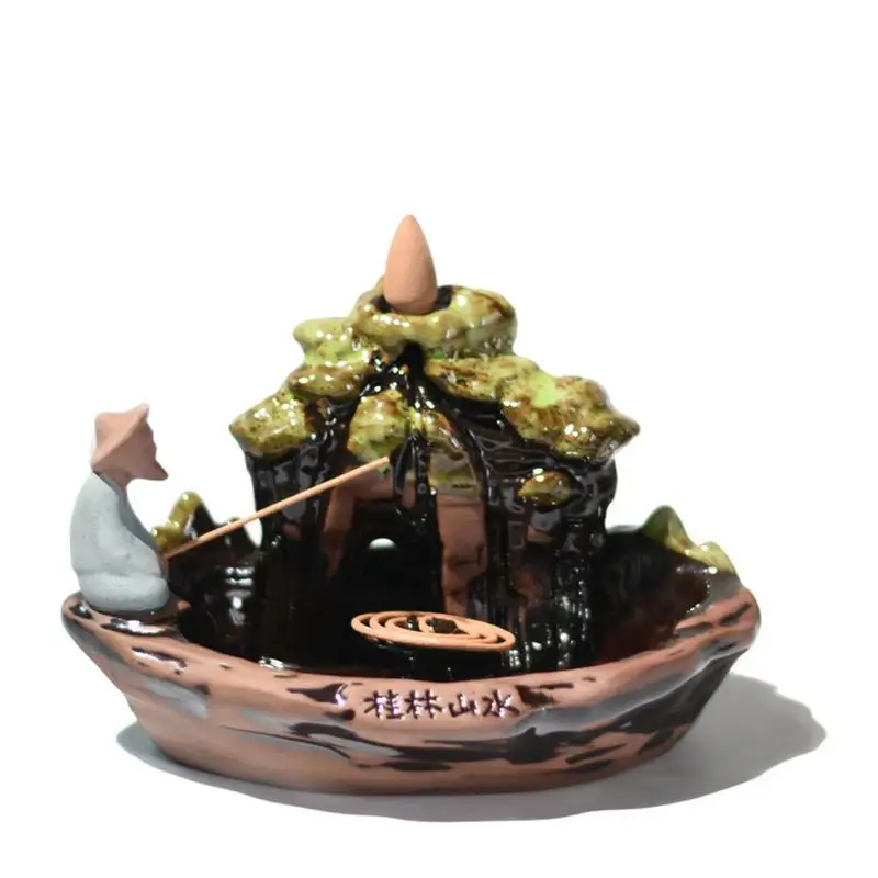 

Back-flow Incense Burner Home Decorative Ceramic Smoke Back-flow Incense Stick Holder Censer Refreshing Improve Work Efficiency