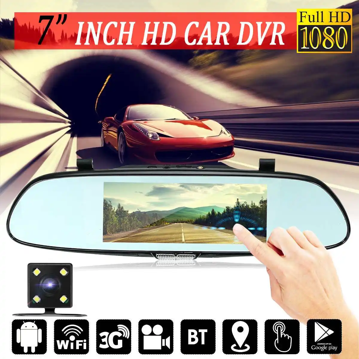 

3G Car GPS Navigation Android 5.0 WIFI bluetooth FHD 1080P Car DVR Dual Lens Rearview Camera Navigator Video Recorder Dashcam