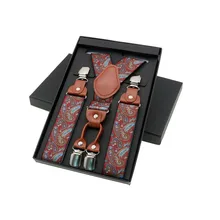 Модные подтяжки кожаный сплав 4 зажимы подтяжек мужские унисекс винтажные повседневные кожаные подтяжки брюки ремень подарок для мужчины