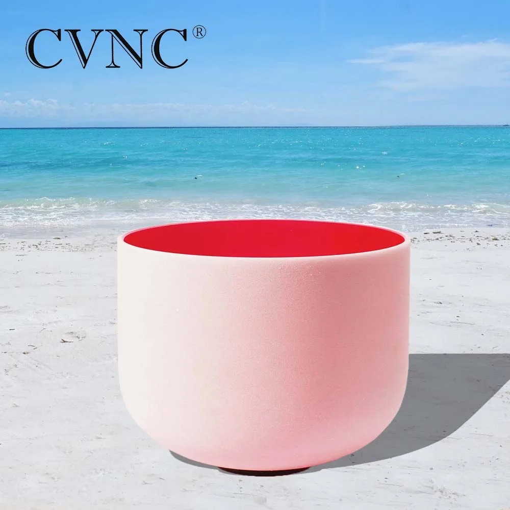 

CVNC Note C# Adrenals Chakra Lotus Design Frosted Quartz Crystal Singing Bowl 10 inch