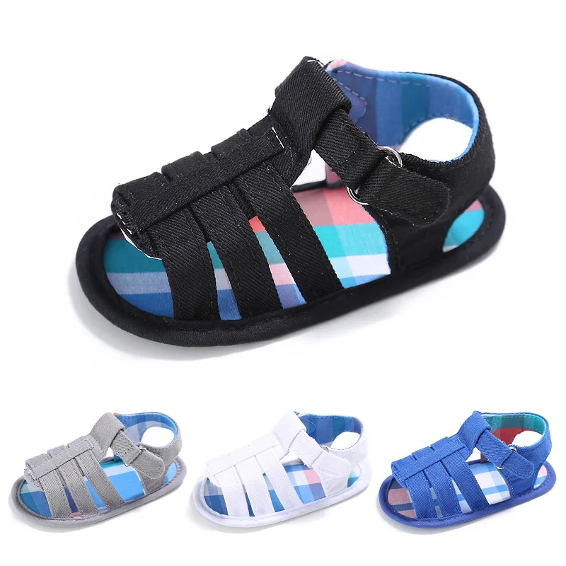 Été bébé garçons chaussures pieds nus pantoufles infantile enfant en bas âge premiers marcheurs 4 couleur coton matériel garçon chaussure d'été