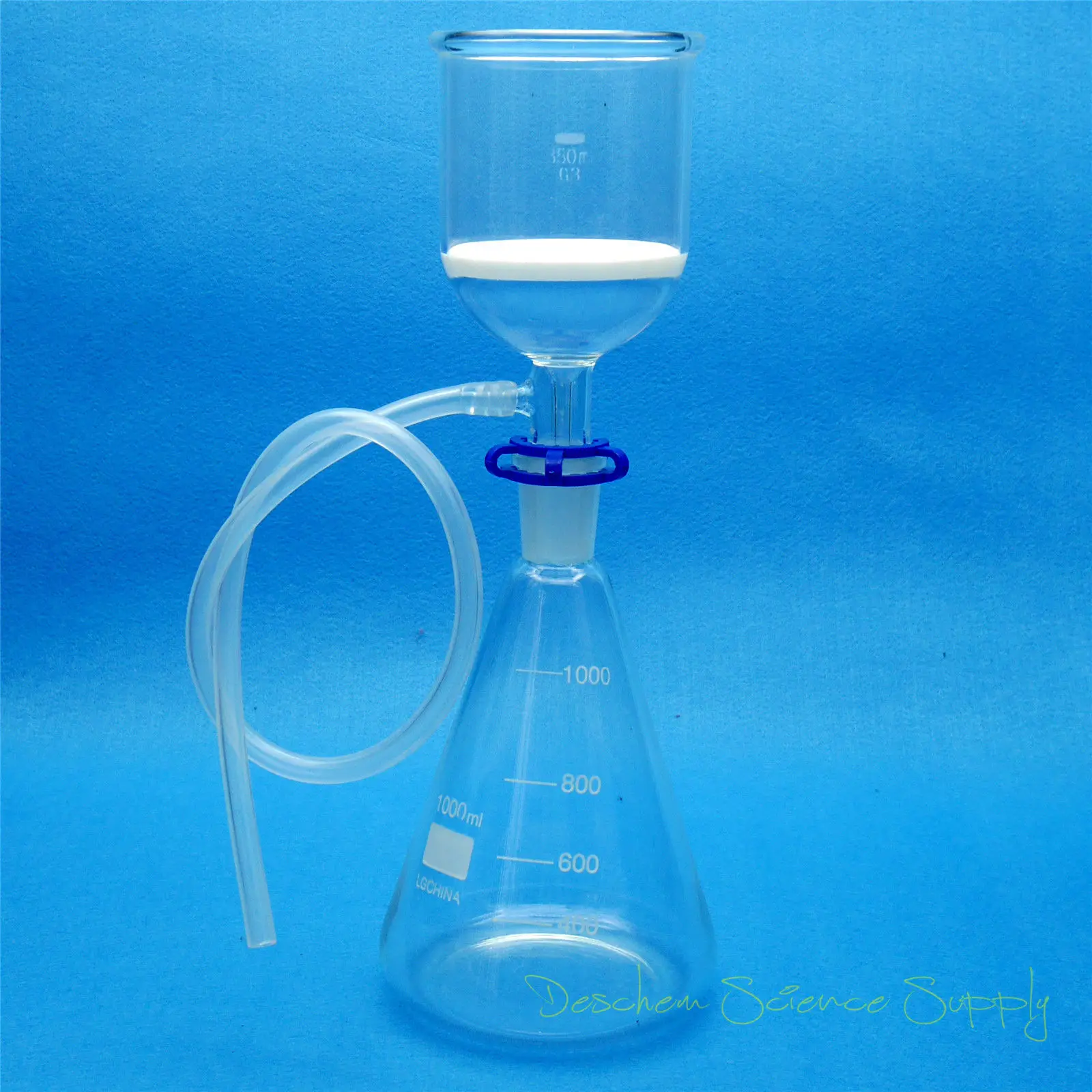 1000ml,Glass Suction Filter Kit,350ml Buchner Funnel & 1 Litre Erlenmeyer Flask