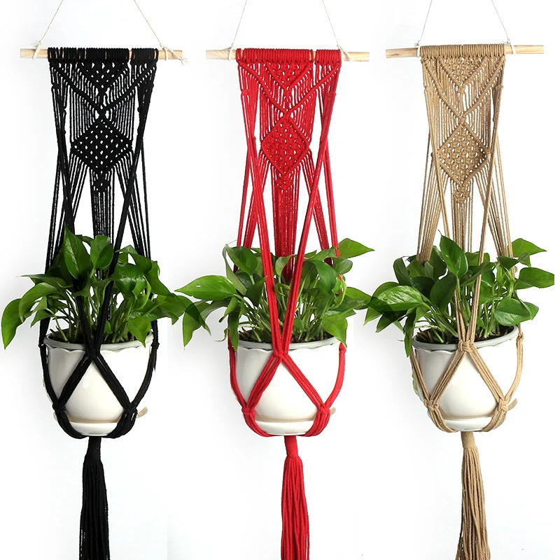 

Hanging Art Plant Holder Plant Hanger Home Decoration Modern Braided Rope Basket Decors