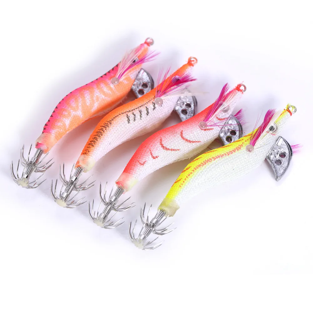 

4Pcs Luminous Jigs Lure Fishing Shrimp Lure Bait Plastic 8cm Noctilucent Shrimp Bait Squid Shrimp Pesca Carp Fishing Tools
