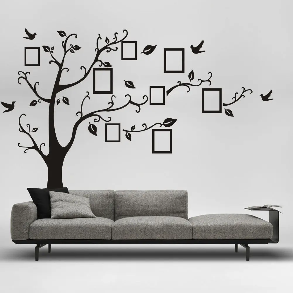 Árbol negro fotos marco extraíble calcomanía habitación pared pegatina vinilo arte caliente DIY decoración del hogar Árbol negro fotos marco extraíble calcomanía habitación pared pegatina vinilo arte caliente DIY decoración del hogar