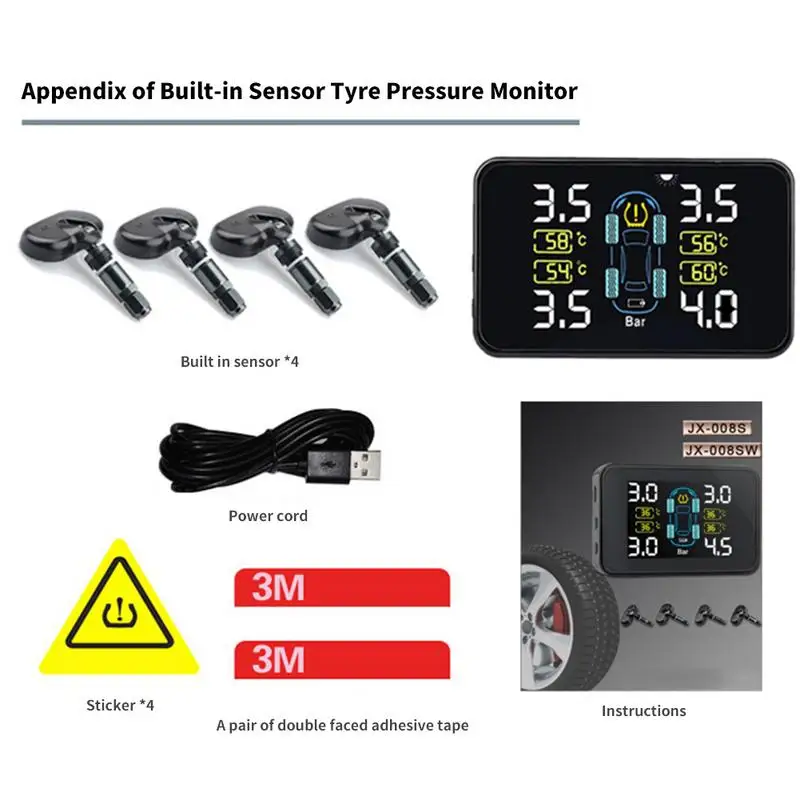 TPMS встроенные внешние датчики автоматическая зарядка от солнечной батареи блок