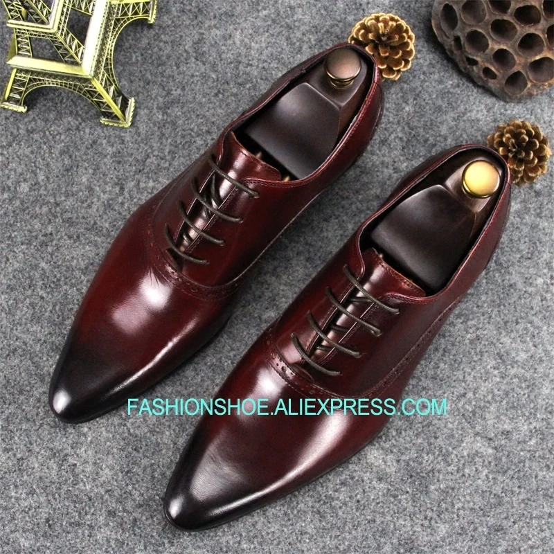 

British Style Fomal Business Shoes for men Flat heel Real leather Lace Wedding Party Shoes Men Size euro 45