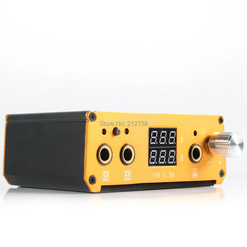 

New Professional Mini TPower Dual Power Supply Golden/Black with Power Adaptor for Coil & Rotary Tattoo Machines-B7