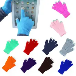 Зимние женские мужские мягкие текстильные перчатки для сенсорного экрана для смартфона теплые удобные хлопковые перчатки