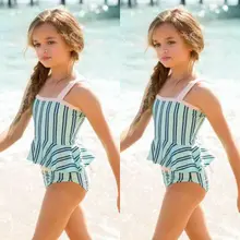 Детский купальный костюм из 2 предметов для новорожденных девочек; комплект бикини в полоску; купальный костюм для пляжа