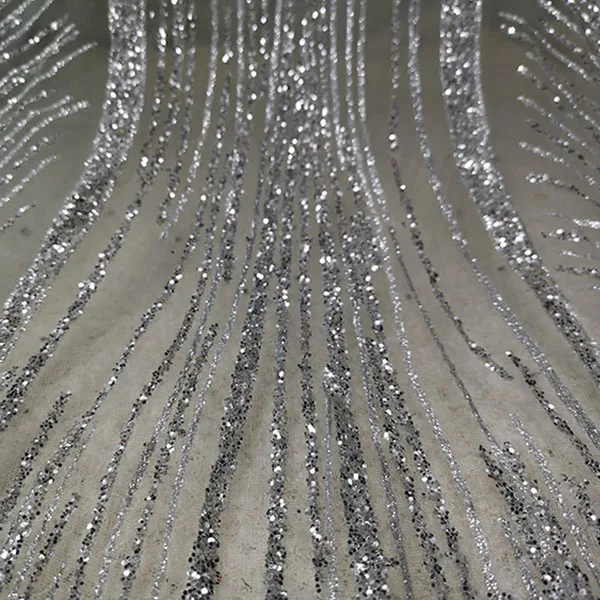 

2019 Silver Encrypted Shiny Bronzing Sequin Fabric Dance Dress Costume Clothing Mesh Fabric Tissu Telas Tecido Bazin Riche Getzn