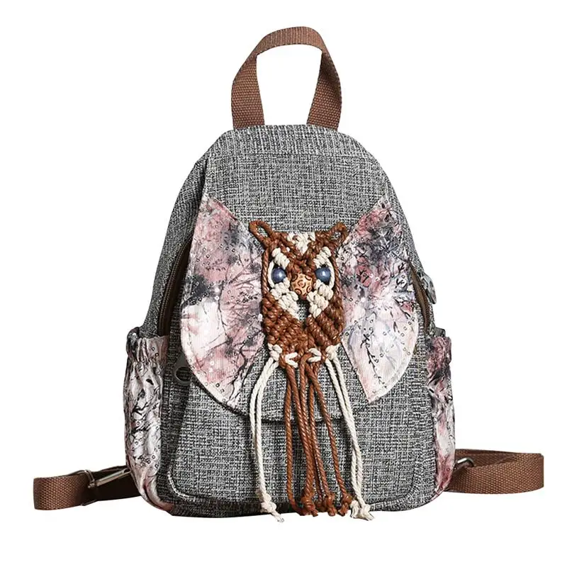 

Vintage Mandala Flowers Woman Backpack Animals Weaved Handmade Schoolbag Bookbag For Student Teenagers Mochila Escolar