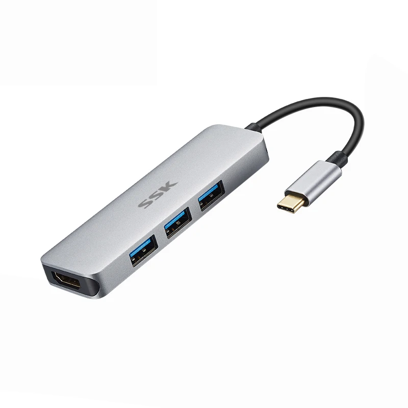 

Ssk Shu-C545 3Port Usb 3.0 Type C Usb Hub Adapter Docking Station Aluminum Type-C Hdmi Interface Support 4K Ultra Clear Image