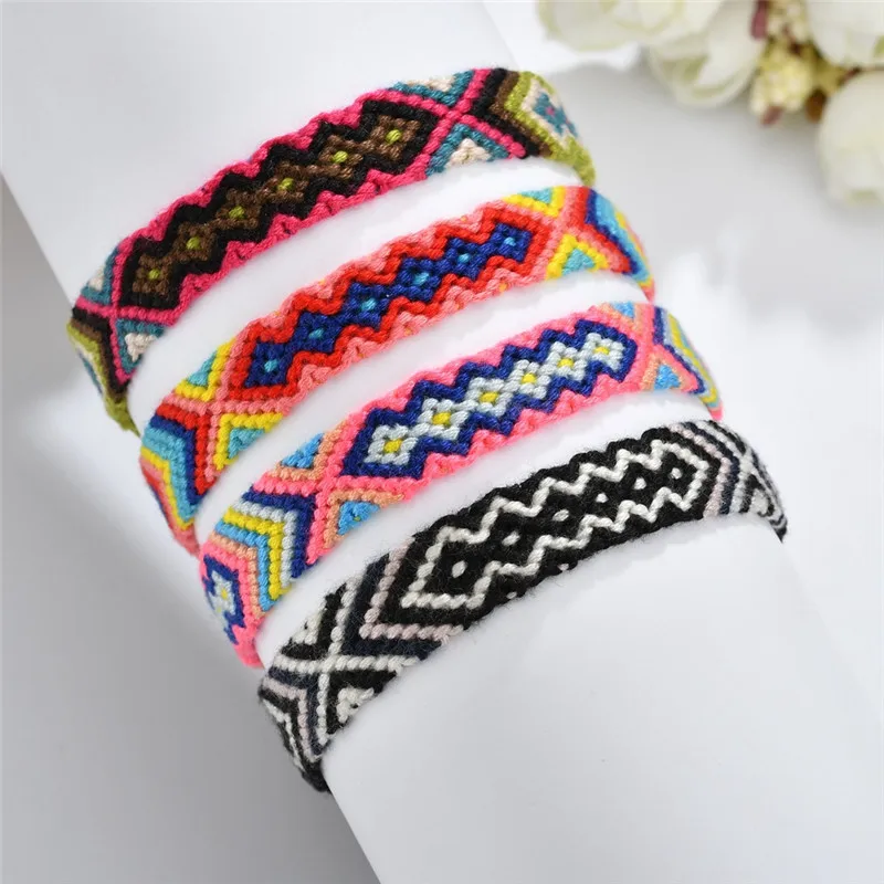 

2019 Summer Bohemia Bracelets Colorful Cotton Rope String Charms Bracelets For Women Ankle Bracelet Woman Bohos Fashion Jewelry