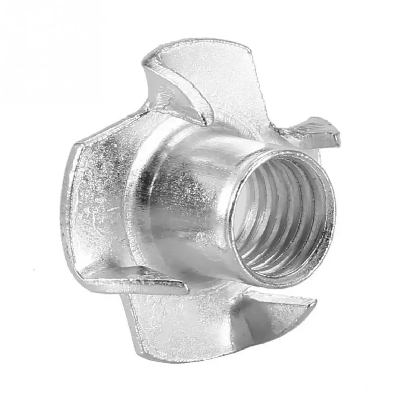 50Pcs Carbon Steel Nuts Four Pronged T Nuts Blind Inserts nut for Wood