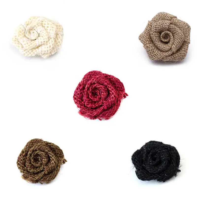 

10 Loaded DIY Handmade Natural Linen Rose Cloth Clothing Accessories Shoes Hats Wedding Party Decoration Pompom Handicrafts