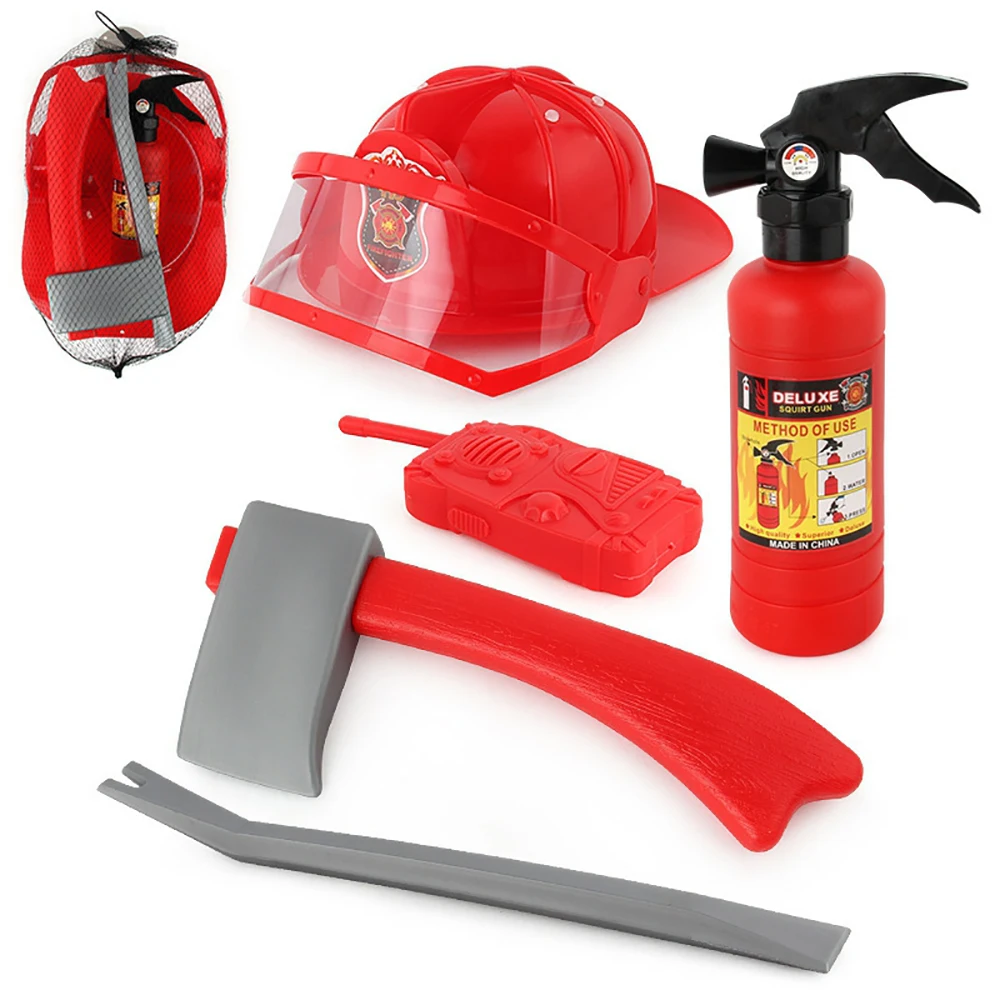 

4 or 5pcs Kids' Fireman Set Pretend Role Play Firefighter Gifts for Little Kids Ensure Durability and Safety