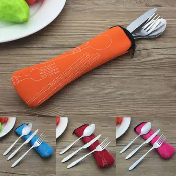

3pcs Portable Stainless Steel Foldable Fork Spoon Knife Travel Camping Cutlery