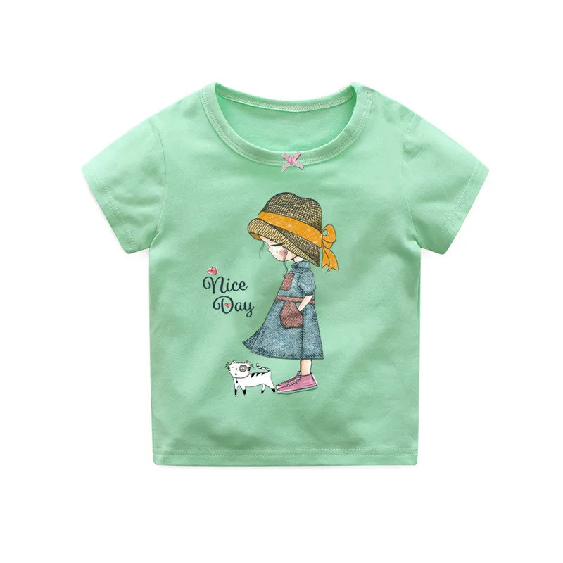 HI& JUBER/ г. Новые футболки для маленьких девочек Летняя футболка с короткими рукавами и рисунком для малышей Топы, Детская Хлопковая одежда для девочек, топы