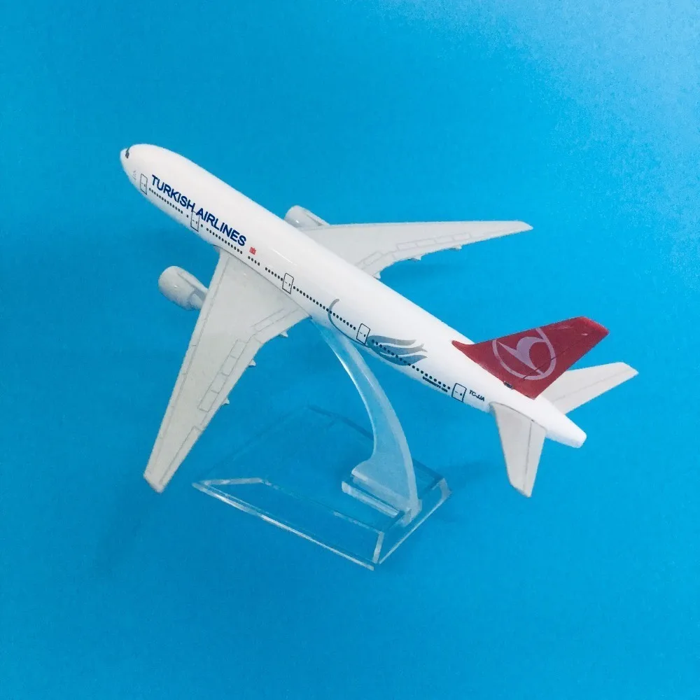 16cm Plane Model Airplane Model Turkish Airlines Boeing 777 Aircraft Diecast Metal Airplanes Model 1:400 Plane Toy Gift Turkey