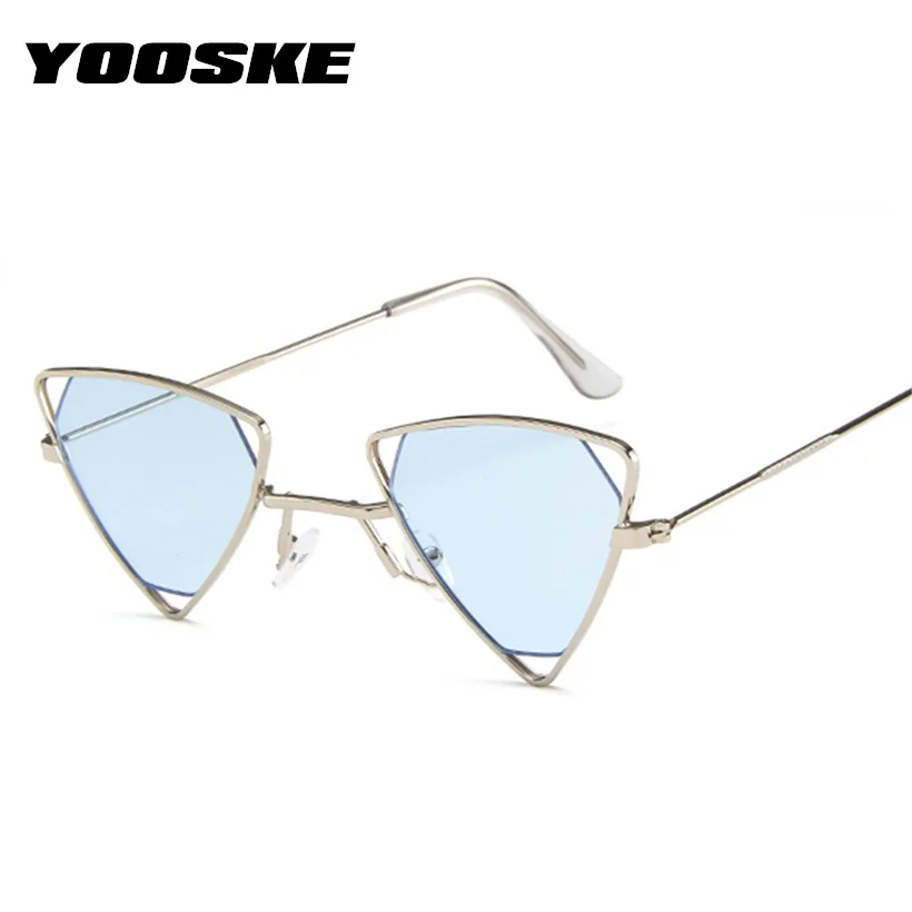 YOOSEK сексуальные треугольные солнечные очки Женские брендовые дизайнерские винтажные стимпанк очки металлические мужские зеркальные солнцезащитные очки ретро красные очки
