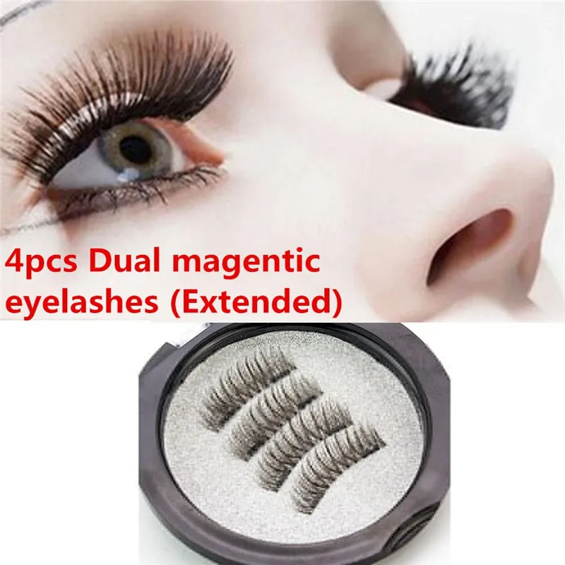 

4Pcs/2 Pairs 3D Magnetic False Eyelashes Long Natural Eyelashes Extension For Women Makeup Handmade Mink Hair Eyelash Wimpers