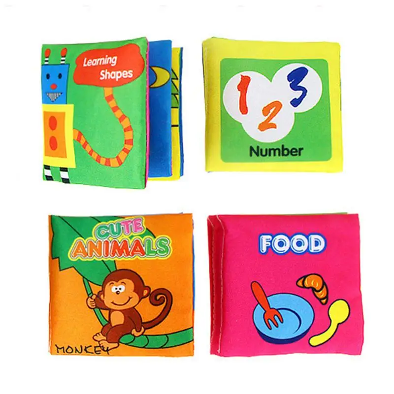 4pcs Early Educational Toy Fabric Cloth Book Non Toxic Soft Touch