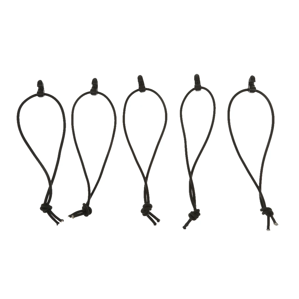 

5Pcs Black Elastic Cord Hang Clip Tie Down Buckle Strap for Alpenstock Tripod Stand