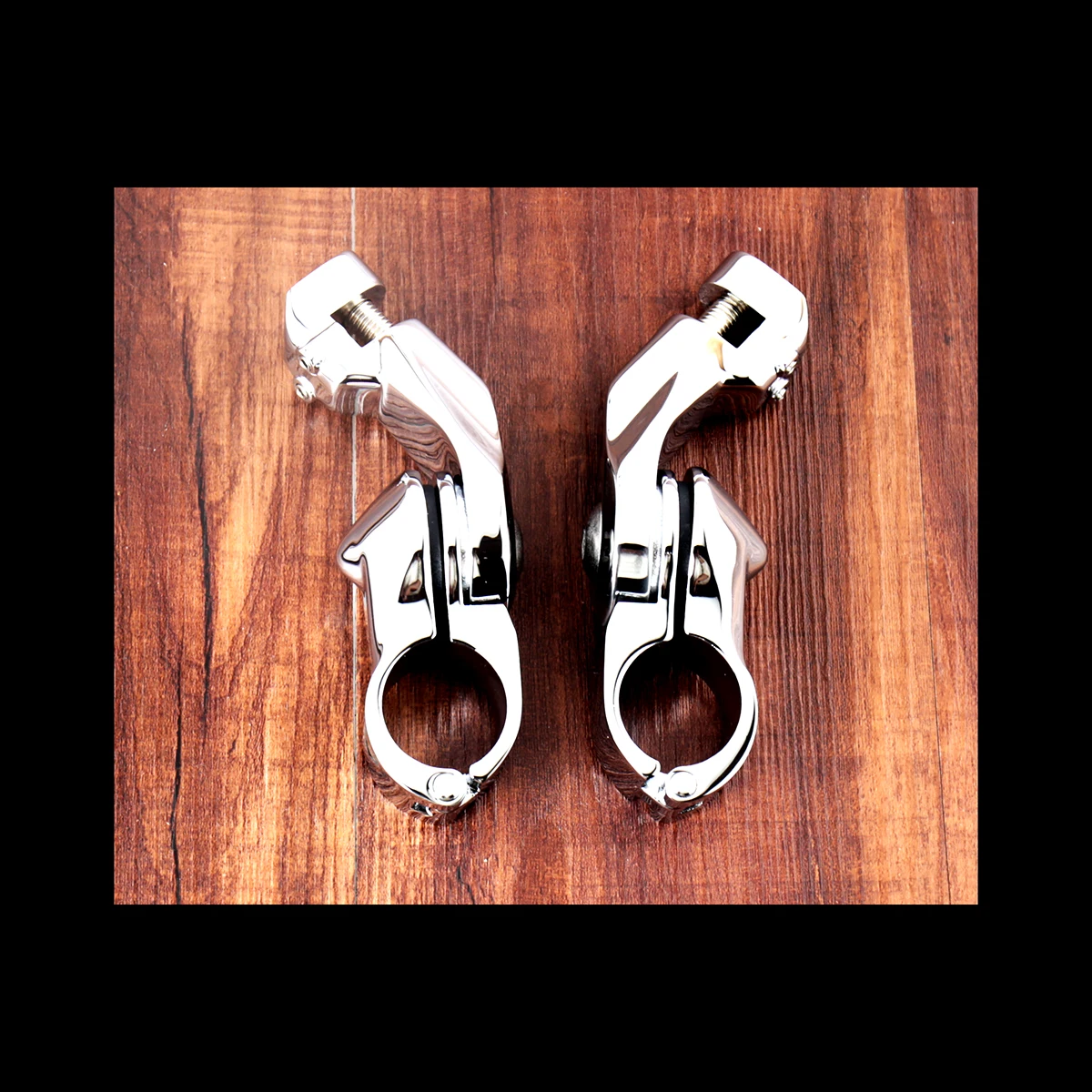 1 1/4" Stainless Chrome Short Angled Adjustable Highway Pegs Mount Kit For Harley Touring Dyna