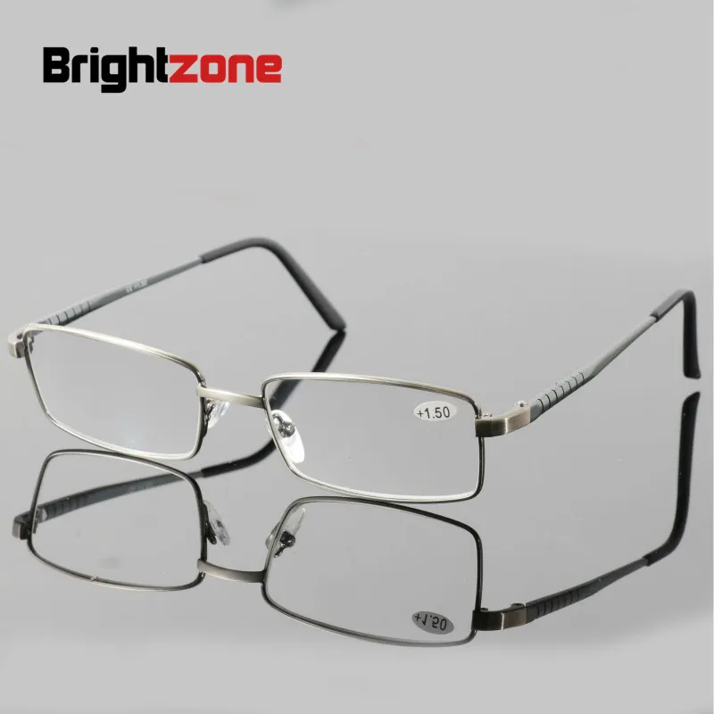 

Brightzone Alloy Presbyopic Reading Glasses Men Elderly Resin Lens Big Vision HD Eyeglasses Transparent Full Frame Magnifying