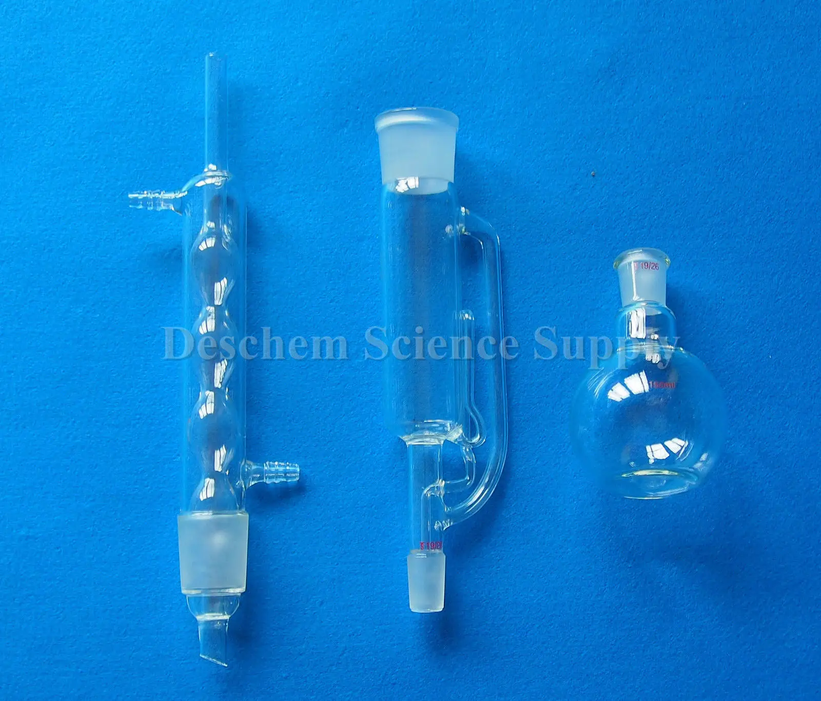 

150ml,Lab Glass Soxhlet Extractor,Body,Allihn Condenser,150ml Flat Bottom Flask