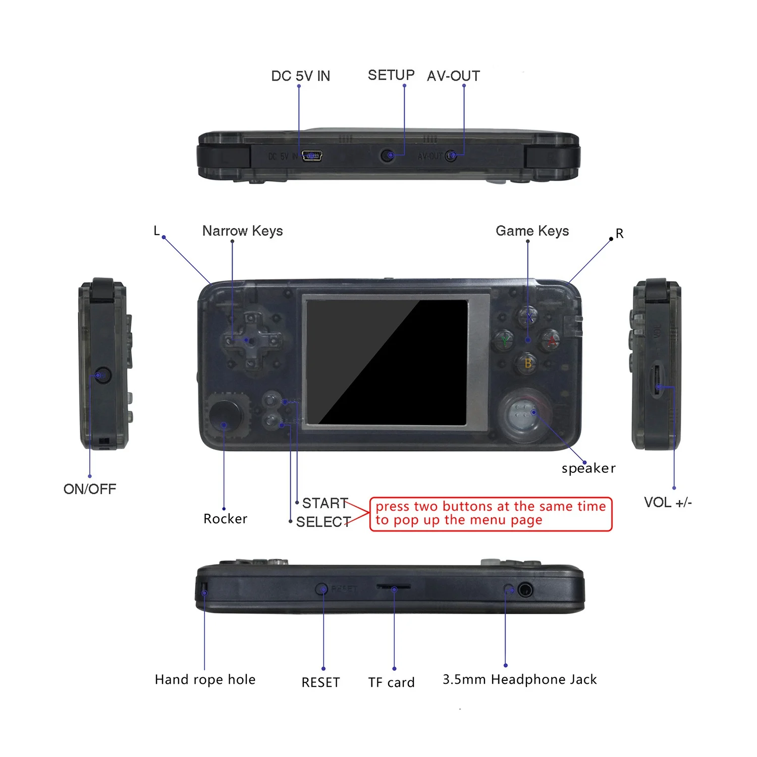 Powkiddy Retro consola de juegos portátil 16 GB de 3 pulgadas Mini juegos de vídeo portátil de jugadores incorporada de 3000 juegos con 360 grados control - 2