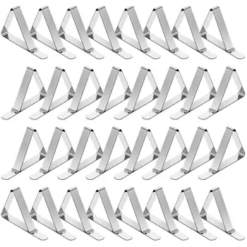 

LBER Tablecloth Clips 32 Pack Stainless Steel Table Cover Clamps Skirt Clips for Home Kitchen Restaurant Picnic Tables