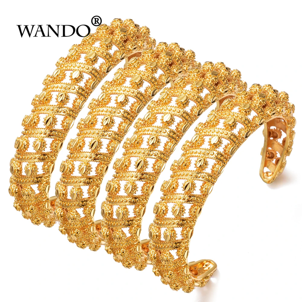 

WANDO 4Pcs/Lot Gold Color Ethinc Bangles for Women Luxury women bracelets Jewelry African Arab Style gifts Dropshipping b169