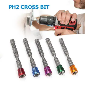 

5pcs 65mm S2 Single Head Magnetic Screwdriver Bit Anti Slip Hex S2 Cross PH2 Electric Screw Driver Set for Power Essential Tools