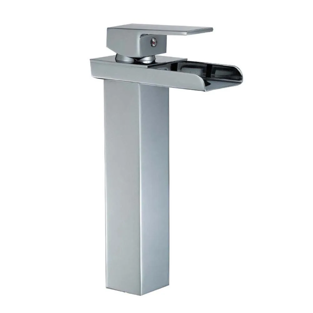 

1 Pc Bathroom Faucet Sink Faucet Hole Vessel Lavatory Single Handle Waterfall Large Spout Faucet Hot Cold Water