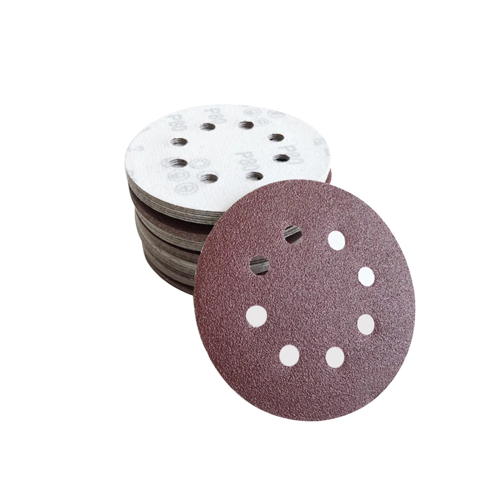 10 шт. 125 мм оксид алюминия шлифовальные диски наждачная бумага набор 8 отверстий абразивный крюк петли шлифовальные диски для случайной орбитальной Полировочная, шлифовальная машинка