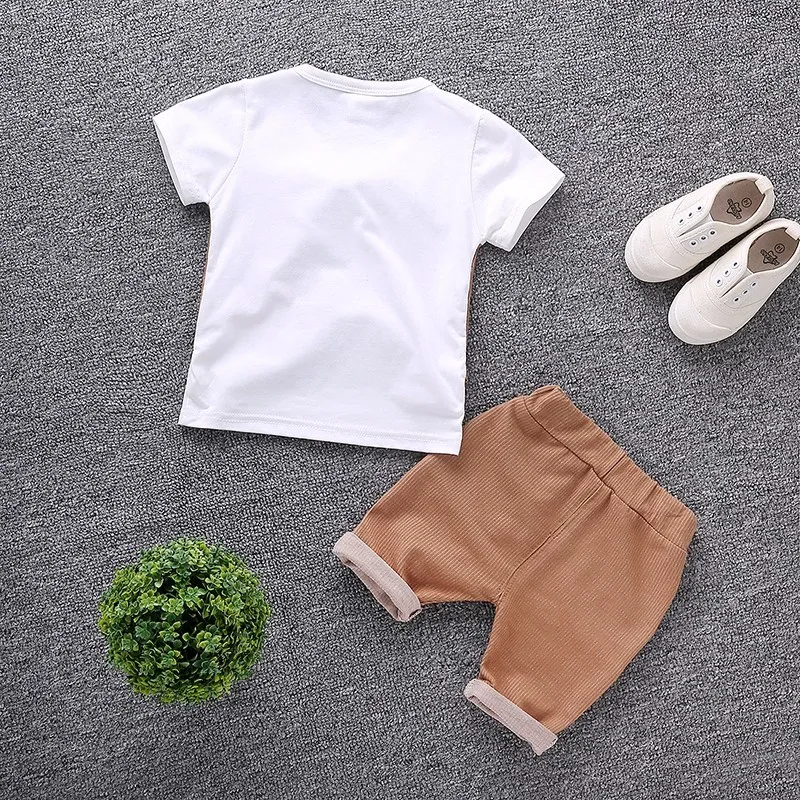 2019 New Summer Children Boys Cotton Clothes Kid Bowknot T-Shirt Shorts 2pcs/Set Toddler Fashion Infant Clothing Baby Tracksuits