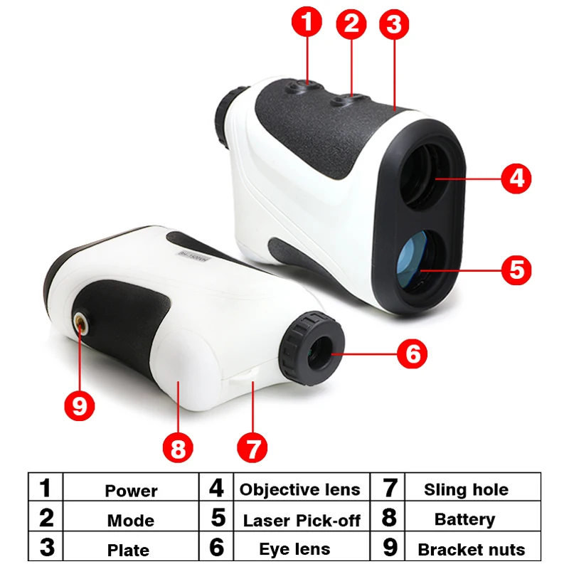 600 M مناظير Rangefinder تتراوح altimetry/سرعة/قياس المكاني سارية العلم المسح مع الليزر Rangefinder وظيفة