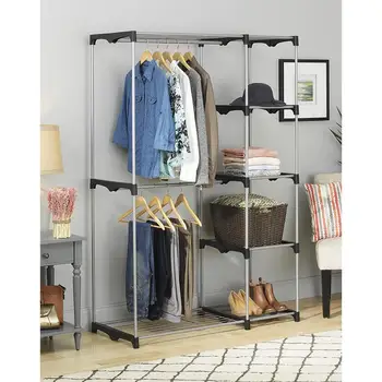 

Portable Practical Five-tier Wardrobe Without Cloth Cover Silver