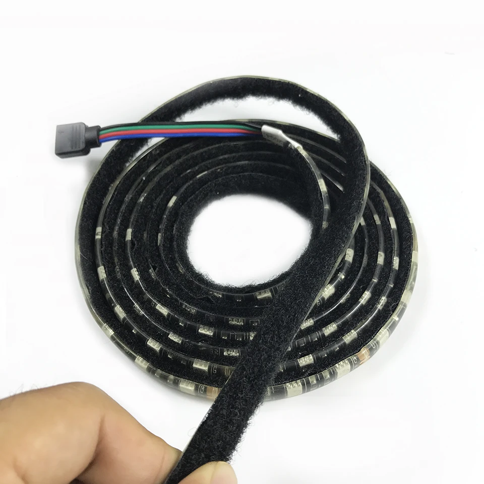 

RGB LED Light Strip 5M SMD 5050 300LEDs Flexible with Adhesive nylon tape used for car Tent decorative lighting hook and loop