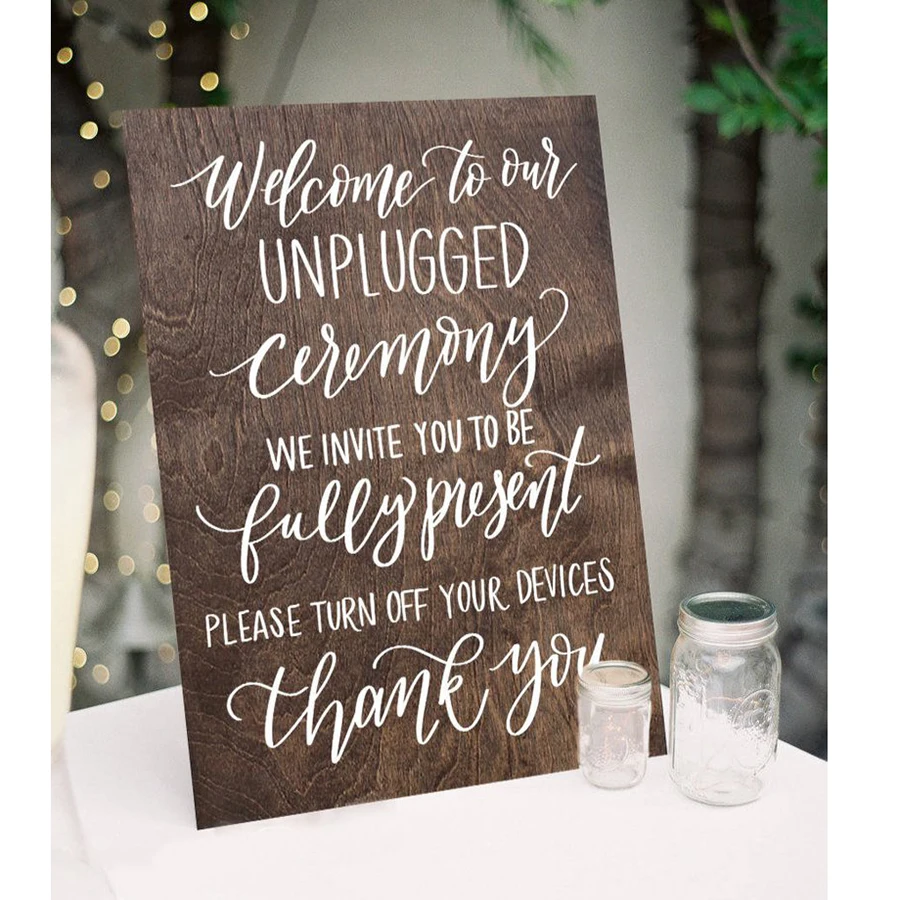 

Wooden Unplugged Ceremony Sign, Rustic Wooden Wedding Signs, Unplugged Wedding, Unique Wood Wedding Sign Measures: 15" x 11"