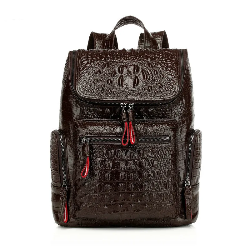 

Women Backpack High Quality Split Leather Female Crocodile Prints Large Multifunctional Bag Mochila School Shoulder Bags