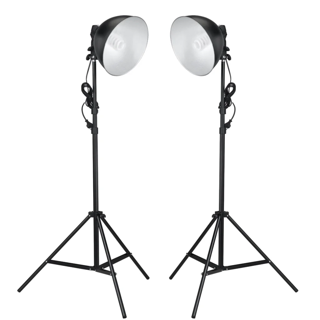 Andoer 45W Photo Studio Light Kit Photography Lamp Reflector Adjustable Tripods 2 Carrying Bag
