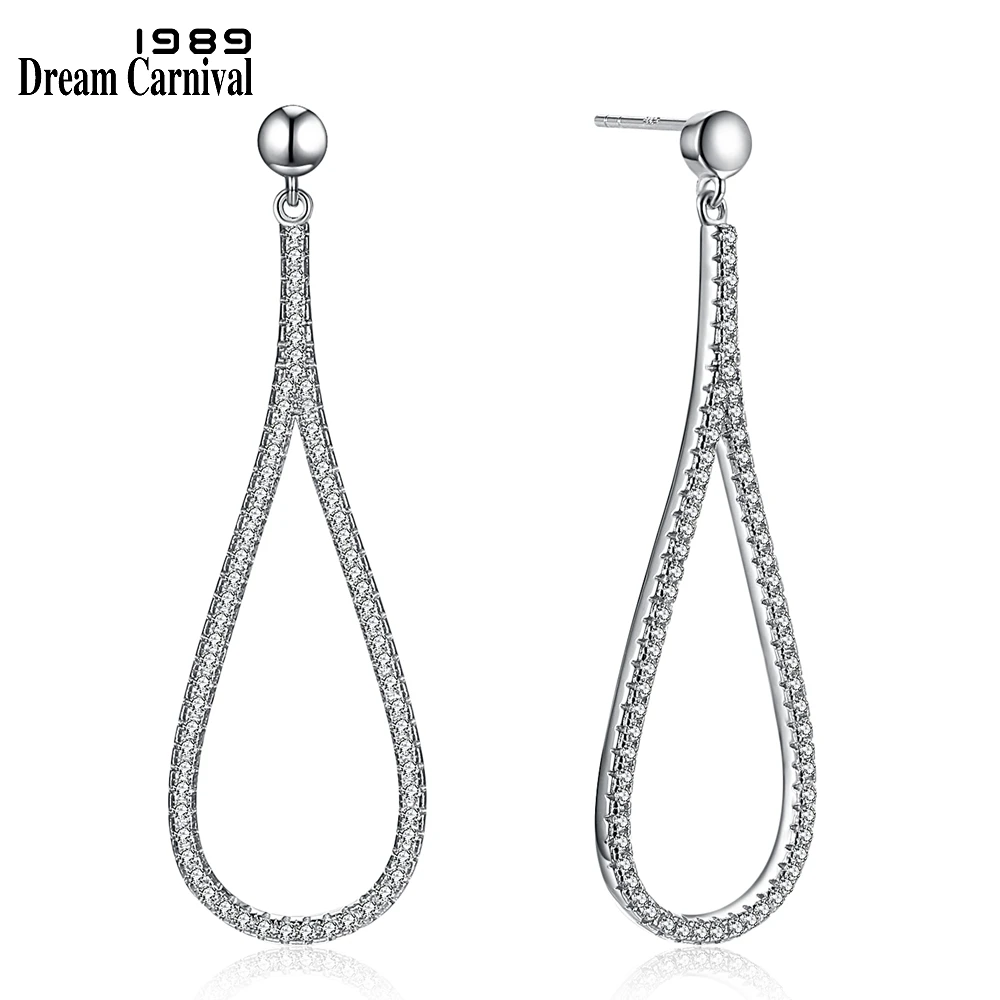 

DreamCarnival 1989 New Arrive Genuine Silver Earrings for Women Water Drop Shape Zirconia Paved Jewelry Drop Shipping SE18025-1S