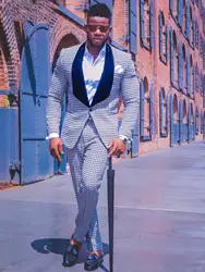 Костюм Homme 2018 новый дизайнер Хаундстут сетки мужские костюмы с брюками Terno Masculino Slim Fit Свадебные костюмы для мужчин